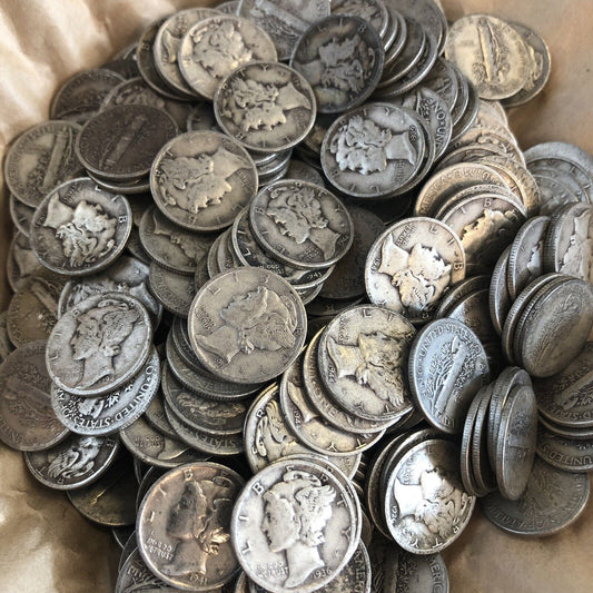 Old Dimes  lot of 30 dimes 90% silver, $3 face value pre Roosevelt Mercury 10¢